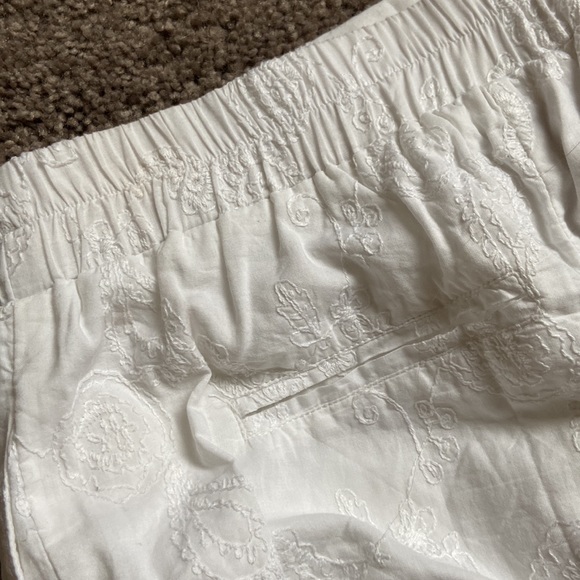 Plum Pretty Sugar White Cotton Embroidered Pants - Picture 6 of 6